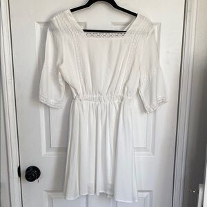 SMA STUFIO White Lace Trim Peasant Dress (M)